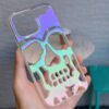 Transparent Rainbow Skeleton Skull iPhone Case