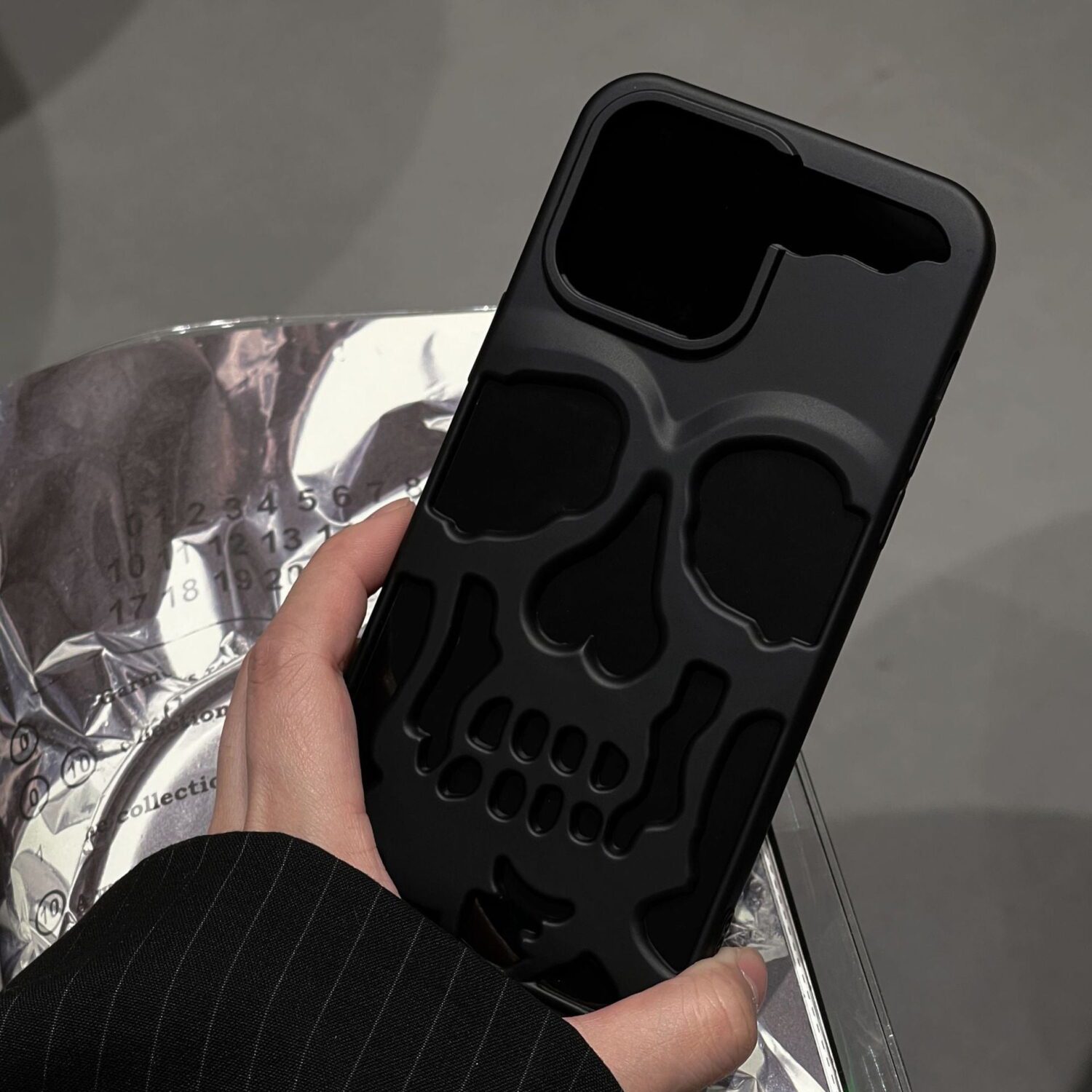black hollow skeleton phone case