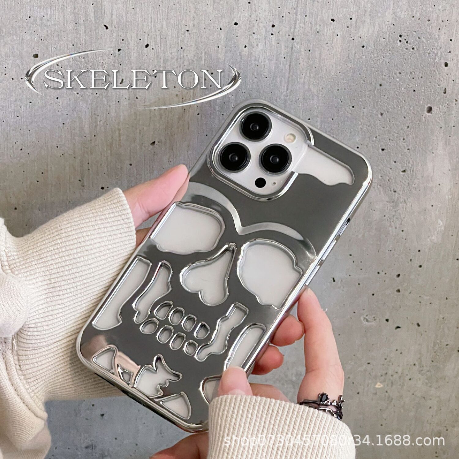 silver hollow skeleton phone case