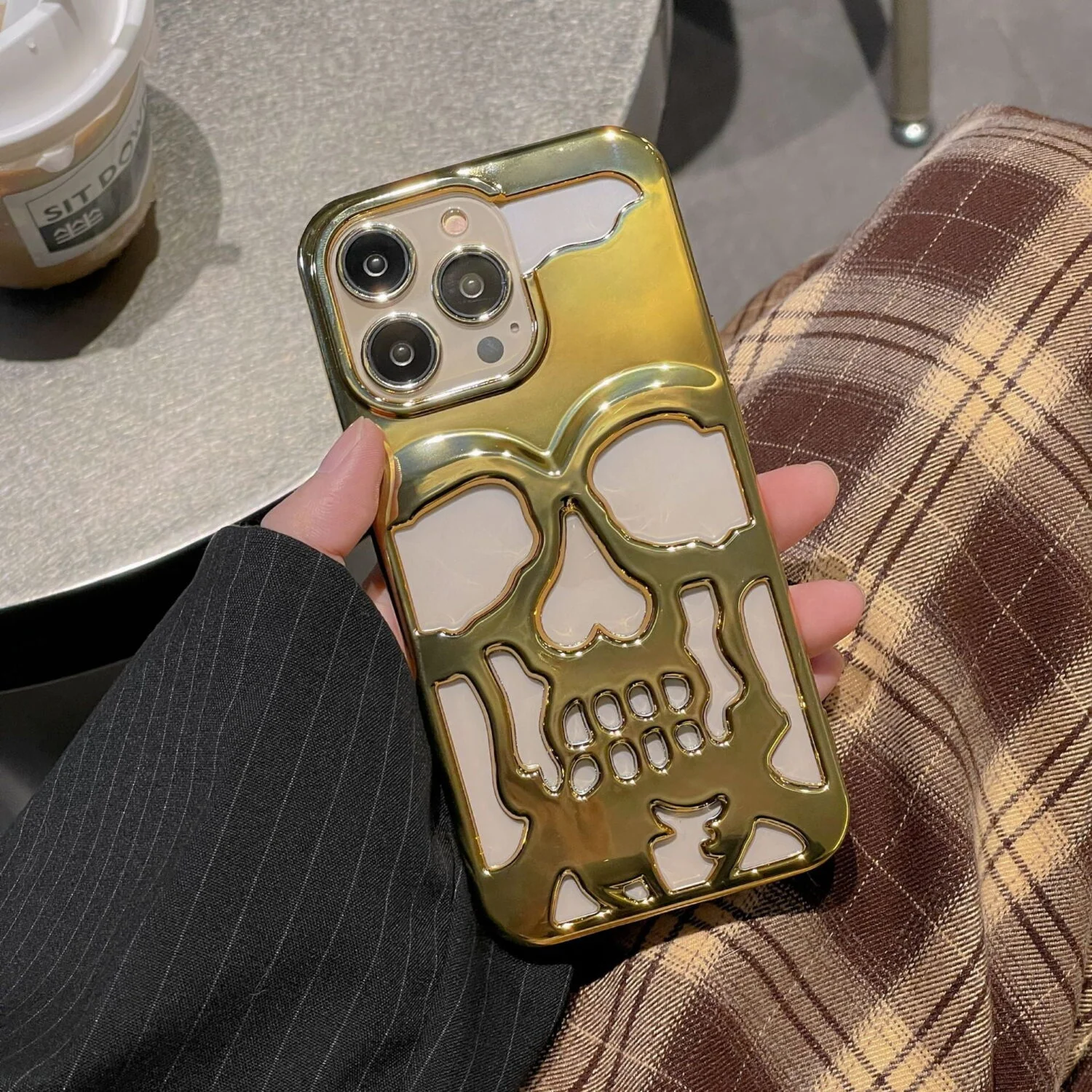 gold hollow skeleton phone case