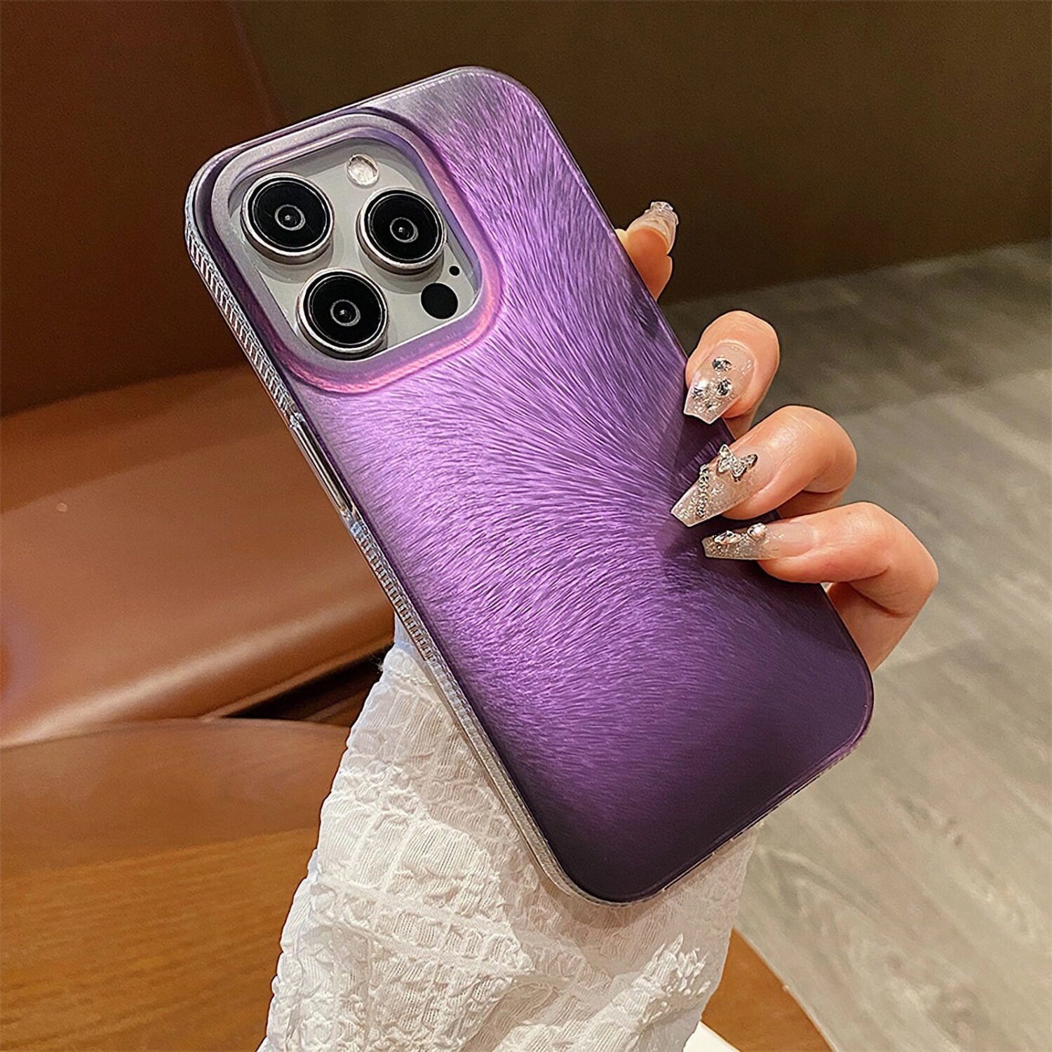 fur gradient phone case