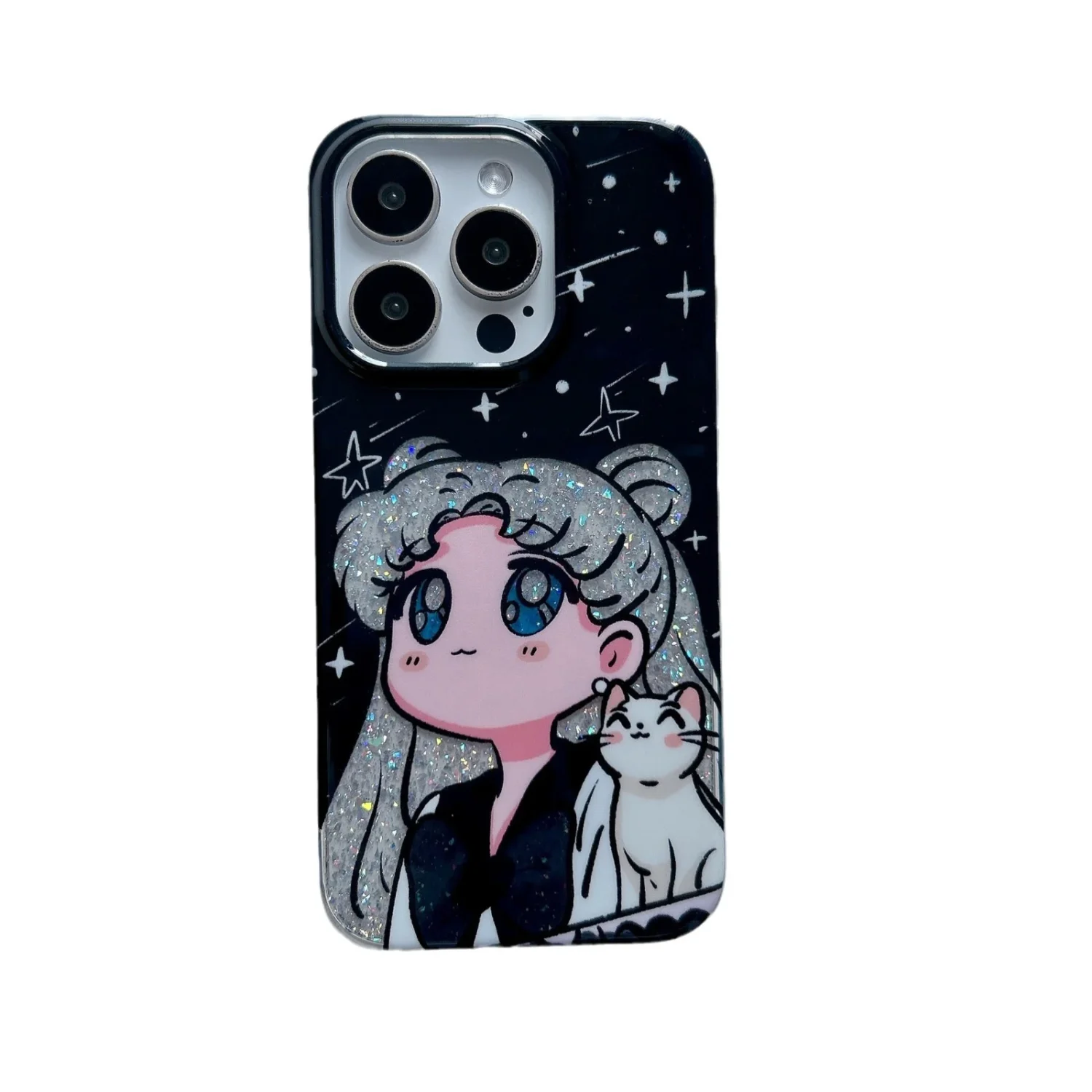 starry anime girl kitty phone case