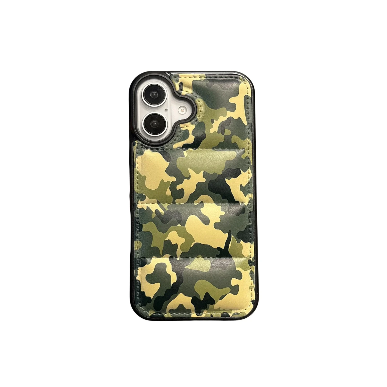 green camo puffer phone case