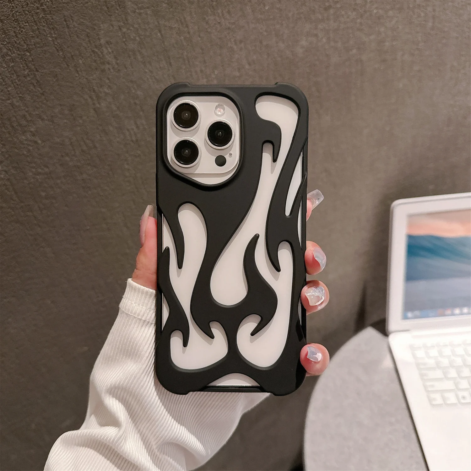 black hollow flames phone case