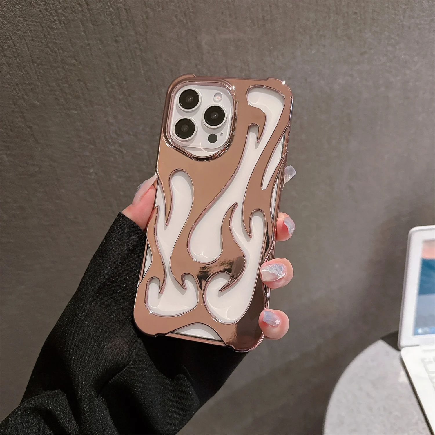 Pink hollow flames phone case